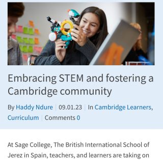 Head over to Cambridge International blog where you can read an article about how teachers and learners at our sister school @sagecollege_jerez are taking on enquiry-based teaching and project-based learning to improve STEM education. 

We are very proud of Sage for being recognised by Cambridge! 👏👏👏👏As we are the same company, we benefit from teachers and knowledge transfers and are looking forward to organise a “Tech Fest” event in our school in the next few months! 

#cambridgeschool #cambridgeschools #cambridgeinternationalschool #expatsinswitzerland #expatsinzug #zug #cham #baar #steinhausen #switzerland #internationalschool #stem